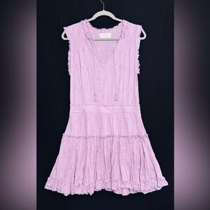 Dear John Textured Lilac Dress Drop waist Slinky Drape Soft Boho Tiered Ruffles